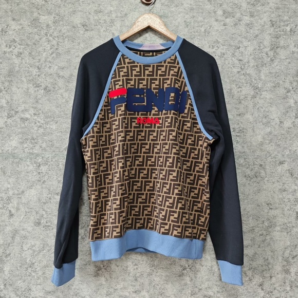 Fendi Other - Authentic Fendi Men's Blue and Brown Logo Sweater